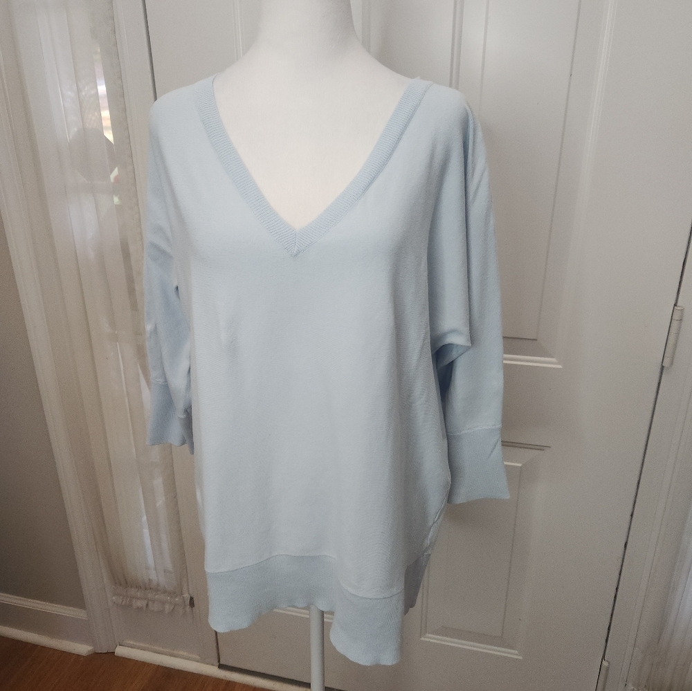 Talbots Pima Cotton Baby Blue Sweater Top Size 1X Plus